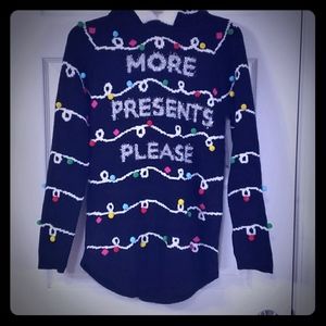 Womens Fleece Hooded Ugly Christmas Sweater Black